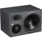 Neumann KH 310 A L G mid-field monitor speaker showing its front grille and controls, designed for professional audio monitoring.