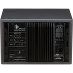Neumann KH 310 A R G mid-field monitor speaker showing a sleek black front with control panel and branding.