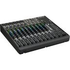 Mackie 1402VLZ4 analog mixer with multiple input channels, knobs, and sliders for professional audio mixing.