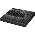 Mackie 1402VLZ4 analog mixer with multiple input channels, knobs, and faders, used for audio mixing and sound control.