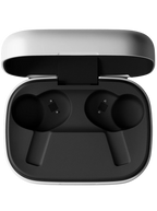 Wireless In-Ear Headphones from Bang & Olufsen Beoplay Eleven with sleek black design and compact charging case.