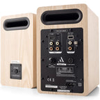 Argon Audio Fenris A4 active bookshelf speakers with black finish and sleek design, shown from a front angle.