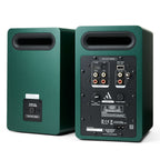 Argon Audio Fenris A4 active bookshelf speakers in Pine Green finish, angled view.
