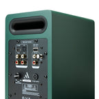 Argon Audio Fenris A4 active bookshelf speakers in Pine Green finish, lifestyle view.