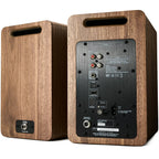Argon Audio Forte A5 WiFi active bookshelf speakers with black finish, showing the front and side view of the sleek design.