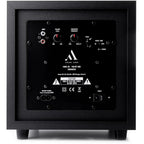 Black Argon Audio Malmö Sub 6 subwoofer with sleek design and control panel, showcasing its compact size and modern appearance.