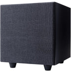 Black Argon Audio Malmö Sub 8 subwoofer with sleek design and front-facing speaker, perfect for enhancing home audio systems.