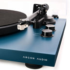 Black Argon Audio TT MK2 turntable with matte finish, featuring a sleek design and tonearm for vinyl record playback.