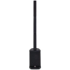 Front view of Alto Professional TS108C active column speaker showing its sleek black design and control panel.