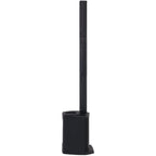 Left view of Alto Professional TS108C active column speaker showing its sleek black design and control panel.