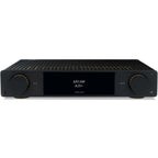 Arcam A25+ stereo amplifier with sleek silver design and control knobs, ideal for high-quality audio listening.