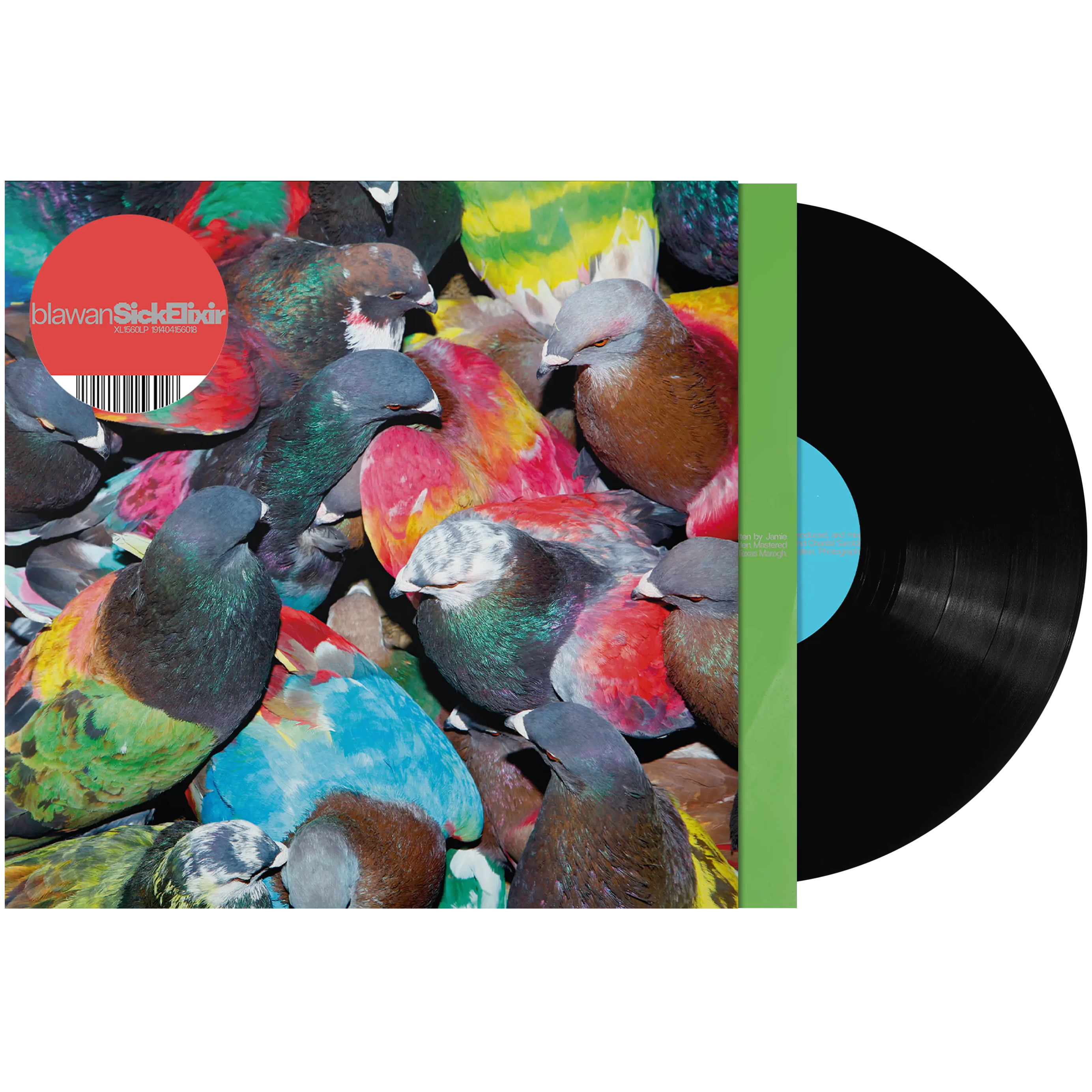 Black vinyl LP of Blawan's SickElixir album by XL Recordings, featuring electronic music with a sleek black record design.