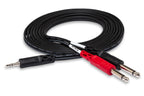 Hosa CMP-150 3.5mm TRS - Dual 6.3mm TS Stereo Breakout cable, full coiled cable view
