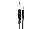 Hosa CMP-300 3.5mm TS - 6.3mm TS Mono cable, 3.5mm TS and 6.3mm TS connectors close-up