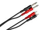 Hosa CPR-200 6.3mm TS - Dual RCA Stereo cable, angled connector view