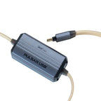 SilentPower Pulsar USB noise filter and conditioner with sleek design, compact size, and LED indicator for enhanced audio quality.