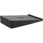 Essentials wedge speaker stand with black finish, supporting audio equipment on a flat surface for optimal sound placement.
