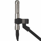 Warm Audio Fen-tone ribbon microphone mounted on a stand, showcasing its vintage-inspired design and professional audio recording equipment.