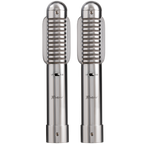 Warm Audio Fen-tone stereo ribbon microphones shown in a front view, highlighting the dual microphone design for high-quality audio recording.
