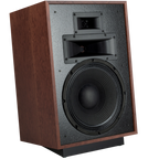 Klipsch Heresy IV floorstanding speaker with a sleek black finish, tall design, and detailed grille showcasing premium audio quality.