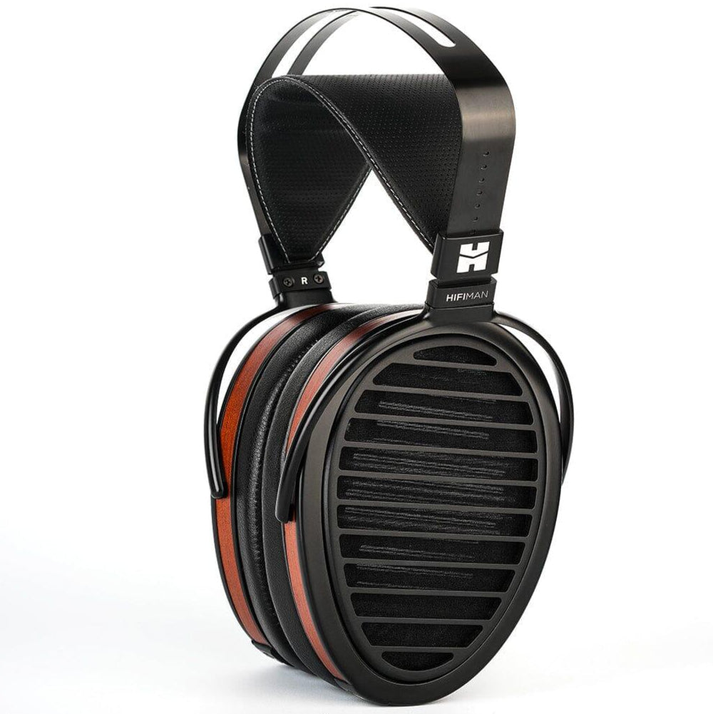 HiFiMAN Arya Organic wired headphones with open-back design and detailed ear cups, showcasing high-fidelity audio quality.