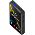 FiiO M33 R2R portable music player with sleek design and digital display, featuring multiple control buttons and high-resolution screen.
