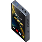 FiiO M33 R2R portable music player with sleek design and digital display, featuring multiple control buttons and a headphone jack.