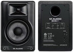 M-Audio BX5 BT active nearfield monitors with black enclosures, designed for accurate audio playback in professional and home studios.