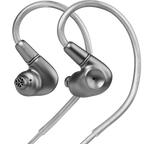 Meze Audio Astru wired in-ear monitor headphones with sleek design and black earbuds, showing the detailed ear tips.