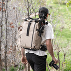Wandrd Prvke bag in Yuma Tan color, a versatile video equipment bag with multiple compartments and durable design.