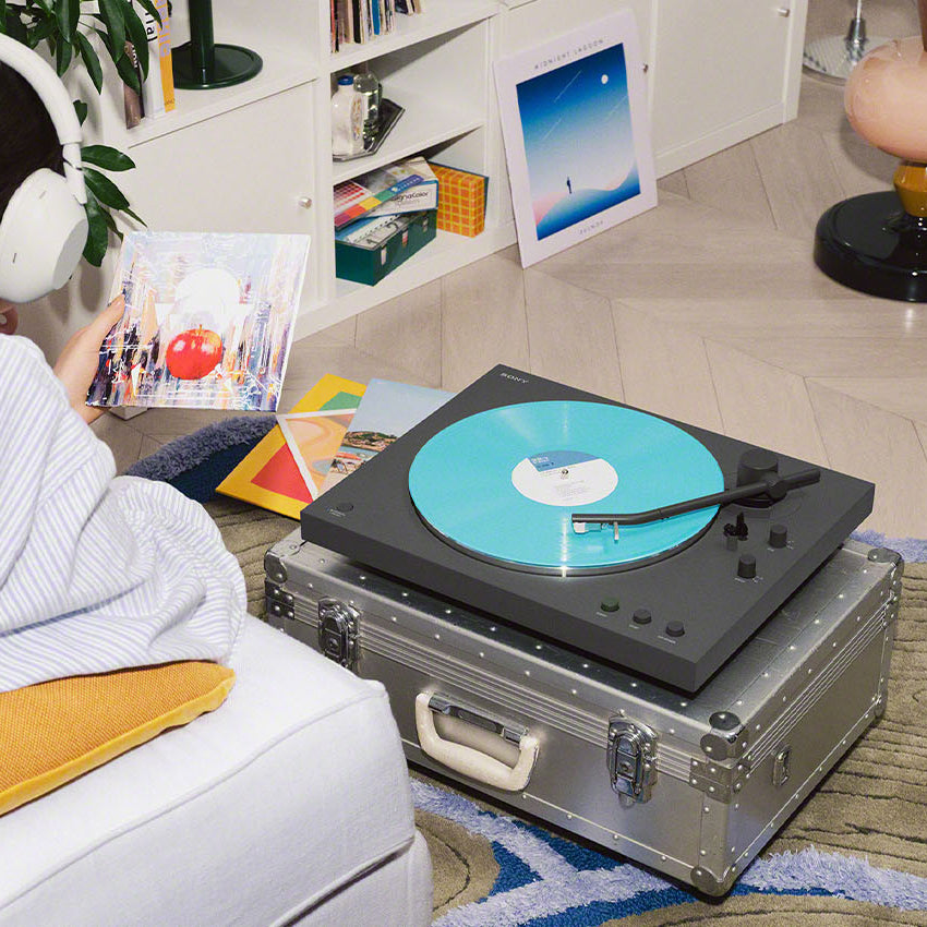 Sony PS-LX3BT turntable with modern design, featuring Bluetooth connectivity and a sleek finish, ideal for vinyl listening.