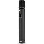Rode M3 condenser microphone shown from a three-quarter front-left angle, featuring a black body and grille for studio recording.
