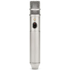 Rode NT3 condenser microphone front view showing black metal body and cardioid capsule for studio recording.