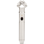Rode NT4 condenser microphone with dual capsules and metal grille, front view showing microphone body and branding.