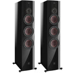 DALI Rubikore 8 passive floorstanding speakers showing black cabinets and sleek design for high-quality audio.