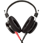 Close-up of Grado Signature S750 wired headphones with sleek design and cushioned ear cups, showcasing premium audio quality.