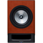 Technics SC-CX700 active bookshelf speakers with terracotta-colored fronts, showcasing modern audio design and compact size.