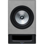 Technics SC-CX700 active bookshelf speakers in gray, showing the front view with speaker grilles and sleek design.
