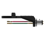 Ortofon SH-2 Black headshell for turntable cartridges, shown from the left side with a sleek black finish.