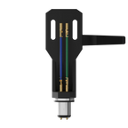 Ortofon SH-2 Black headshell for turntable cartridges, showing the sleek black design and mounting hardware at the bottom.