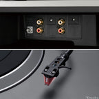 Technics SL-1500CS turntable with sleek design, featuring tonearm and platter for high-quality vinyl playback.