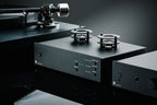 Pro-Ject Tube Box S3 B phono preamp with sleek design, featuring tubes and controls, ideal for high-quality vinyl playback.