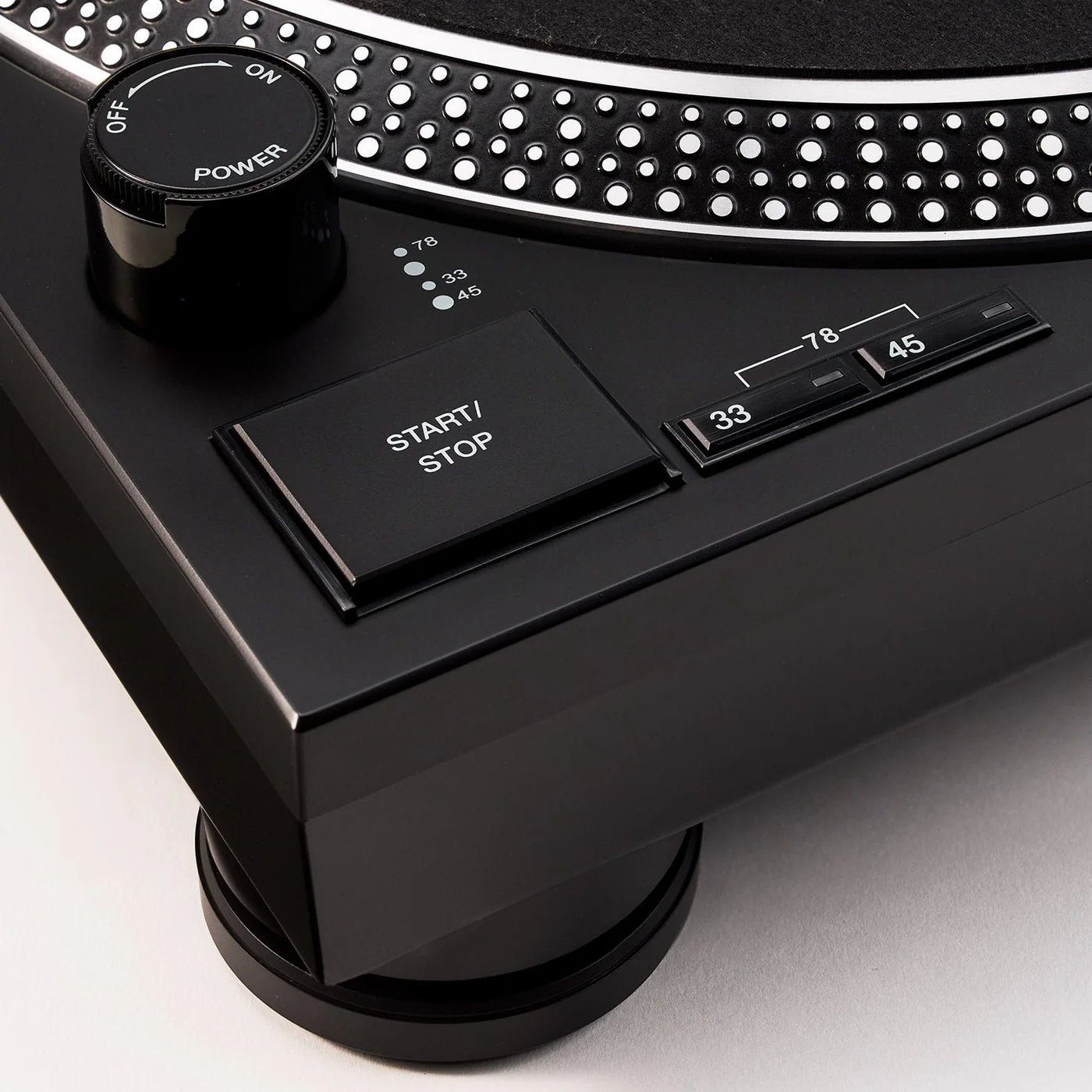 Vestlyd Vestlyd Pro T1 DJ turntable with black finish, featuring tonearm and control buttons for professional mixing.