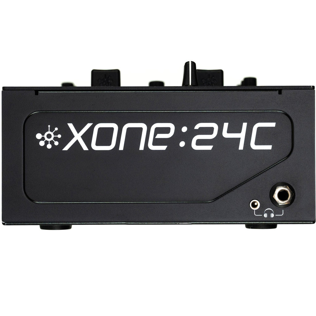 Allen & Heath Xone:24C DJ mixer with dual channels, professional controls, and colorful illuminated knobs.