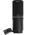 Zoom ZDM-1 dynamic microphone shown with its sleek design and professional build, ideal for live vocals and studio recording.