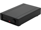 Rega Brio MK7 phonopreamplifier with sleek black design and control knobs, used for high-quality vinyl record playback.