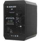Adam Audio S2V mid-field and main studio monitor speaker with sleek black design and detailed speaker components.