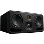 Adam Audio S3H mid-field and main monitors showing sleek black speaker cabinets with front-facing drivers and control panels.