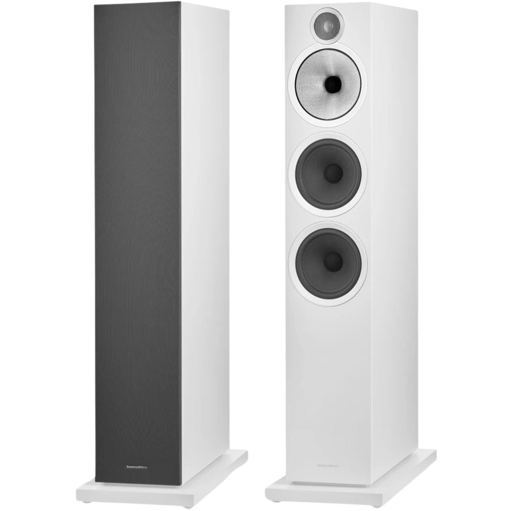 Bowers & Wilkins 603 S3 passive floorstanding speakers with black cabinets and silver speaker cones.