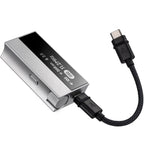 Astell&Kern AK HC5 headphone amplifier and DAC with sleek design, featuring controls and ports on a modern black device.